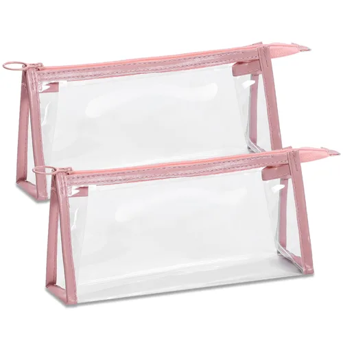 Vista 8 de Etercycle Bolsa de aseo aprobada por la TSA, bolsas transparentes con cremallera para viajar, bolsas de maquillaje transparentes Samll bolsa de Negro