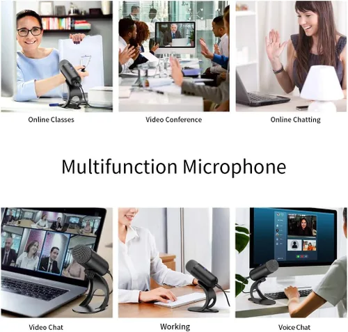 Vista 2 de LIANGSTAR Micrófono de Computadora USB, Micrófono de Escritorio para Podcast con Botón de Silencio para Grabación y Transmisión, Condenser