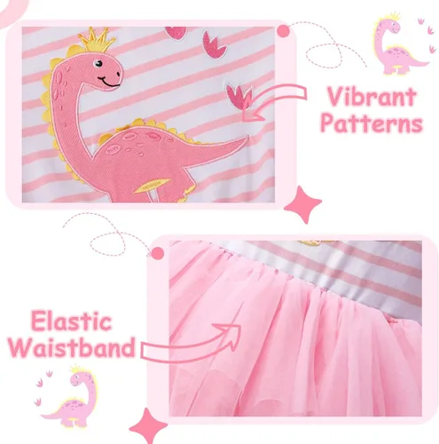 Vista 5 de VASCHY Lindo traje casual de manga larga para niñas de otoño y primavera, talla 3-10T