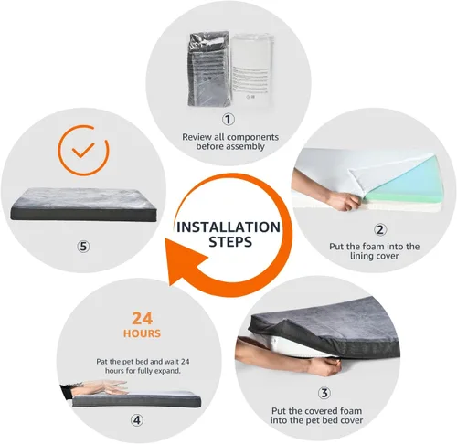 Vista 6 de Amazon Basics Cama para perros con espuma viscoelástica de gel refrescante, soporte de alivio de presión para perros de hasta 90 libras, parte
