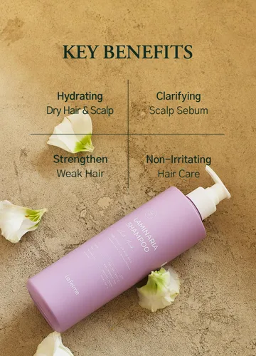 Vista 4 de laferme Laminaria Champú con ingrediente orgánico, champú clarificador coreano, hidratante para cabello seco, fortalecimiento para cabello débil