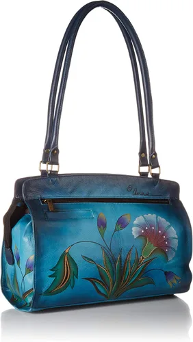 Vista 2 de Anna by Anuschka Bolso grande de piel auténtica pintada a mano para mujer doble asa de cuerda cierre magnético de solapa