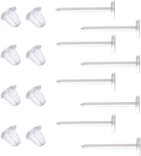 Vista 7 de Aretes de plástico negro para deportes, 300 pares de aretes de plástico y parte trasera de aretes