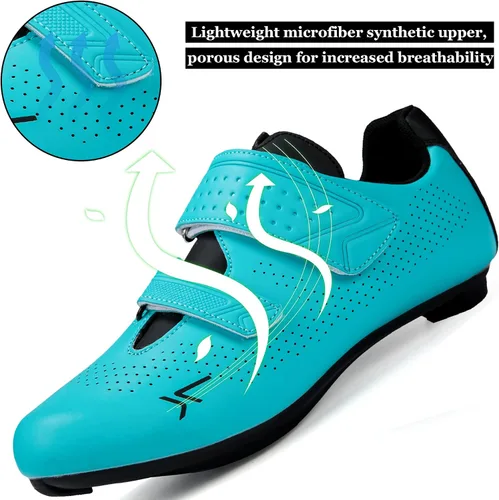 Vista 4 de Zapatos de ciclismo para hombre y mujer, compatibles con Peloton Road Bike Riding Bicycle Pre-instalados Delta Cleats