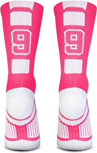 Vista 58 de ChalkTalkSPORTS Calcetines de equipo personalizados - Calcetines con números rosados Elige tu número