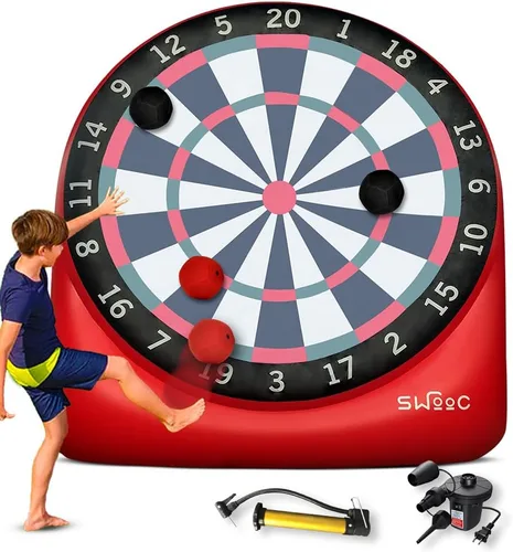 Vista 7 de Juegos SWOOC - Dardos gigantes inflables (más de 15 formas de jugar) - Pizarra gigante de dardos de fútbol con bomba de aire - Grandes