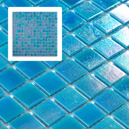 Vista 8 de 10 azulejos de mosaico cuadrado de mármol para baños y paredes exteriores, piscinas, etc. Color degradado azul oscuro
