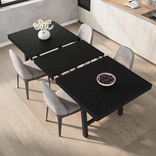 Vista 3 de GarveeHome Mesa de comedor extensible de 63 a 83 pulgadas, mesa de comedor rectangular industrial para 6-8 personas, mesa de cocina expandible