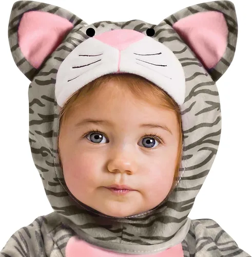 Vista 2 de Fun World Disfraz de gatito gris a rayas para niños pequeños