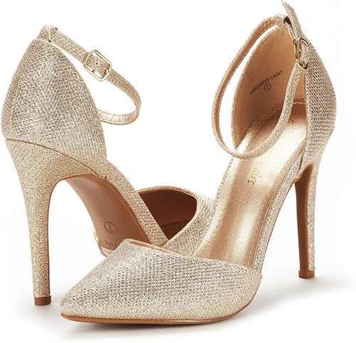 Vista 4 de DREAM PAIRS - Zapatos puntiagudos de tacón con tiras para mujer