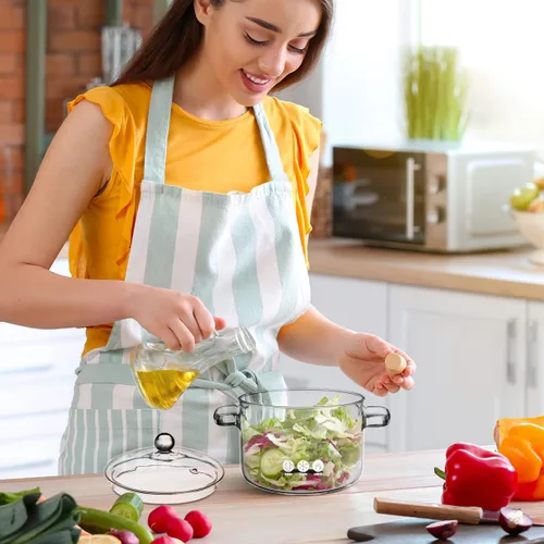 Vista 9 de DOITOOL Olla de sopa de vidrio con tapa, olla de cocina transparente de borosilicato para estufa, resistente al calor, cocina casera para fideos