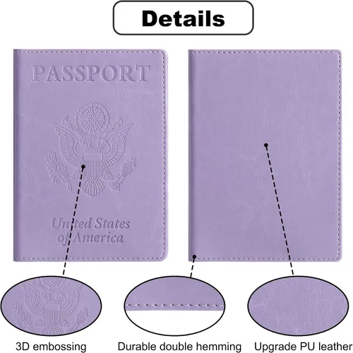 Vista 4 de labato - Cartera de piel sintética para pasaporte con tarjetero de vacuna, PúrpuraOmbre Force.
