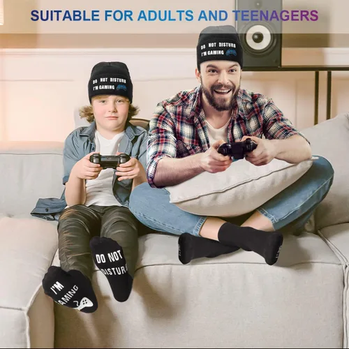 Vista 5 de Do Not Disturb Gaming Socks, Black Beanie Baseball Cap Hat Valentines Fathers Day Gamer Gifts Christmas for Men Teenage Boys