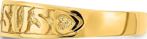 Vista 3 de Anillo Jesús Pulido con Corazones de Oro Amarillo de 14K - Jewelry By Sweet Pea, Metal