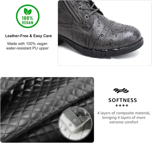 Vista 3 de STQ Botas de combate con cordones para mujer