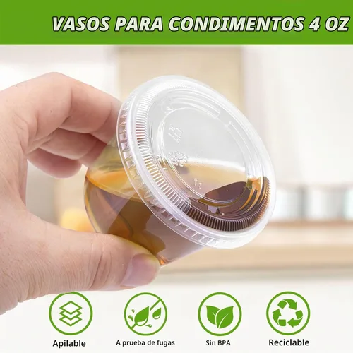 Vista 3 de Clawsoff 360 juegos de vasos desechables de plástico transparente de 4 Vasos de gelatina aptos para alimentos, pequeños recipientes de condimentos a