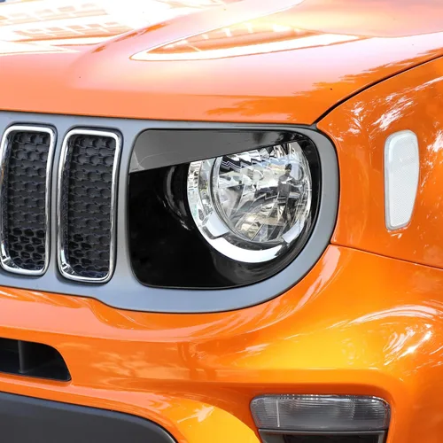 Vista 6 de CheroCar Cubierta para faro delantero, biseles de faros delanteros, anillo para Jeep Renegade 2019-2024, color negro