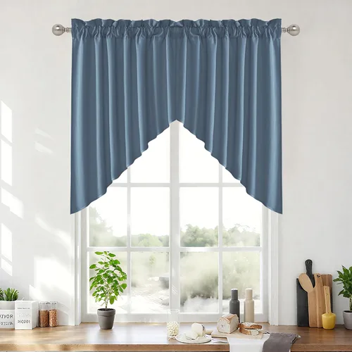 Vista 34 de RYB HOME - Cortinas de café de 24 pulgadas de largo, cortinas cortas de lino traslúcidas para ventana pequeña, cortina de media privacidad con Angora