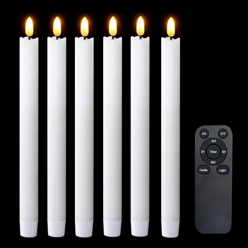 Vista 19 de Velas cónicas sin llama de cera real, funcionan con pilas, control remoto Marfil