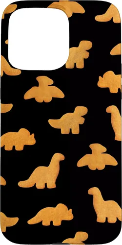 Vista 31 de iPhone 16 Dinos - Patrón de pepitas de pollo Divertida funda negra de dinosaurio realista
