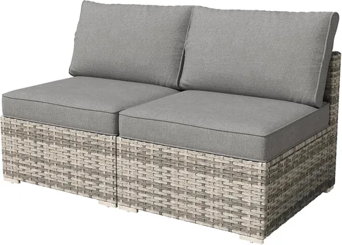 Vista 65 de HOOOWOOO Patio Sectional Furniture Set,2 Piece Couch Set with 2 Matching Armless Chairs(Beige)