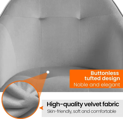 Vista 4 de Yaheetech Silla giratoria moderna de altura ajustable, silla de maquillaje con respaldo medio, silla de oficina para Momen con reposabrazos, ruedas