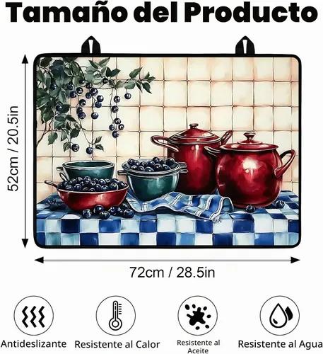 Vista 2 de Cubierta superior de estufa para estufa eléctrica de vidrio (arándano, 28.5 pulgadas de largo x 20.5 pulgadas de ancho) Heat Resistant Cooktop