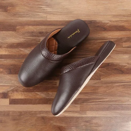 Vista 7 de PAMIR Pantuflas de casa de cuero texturizado prémium para hombre con espuma viscoelástica