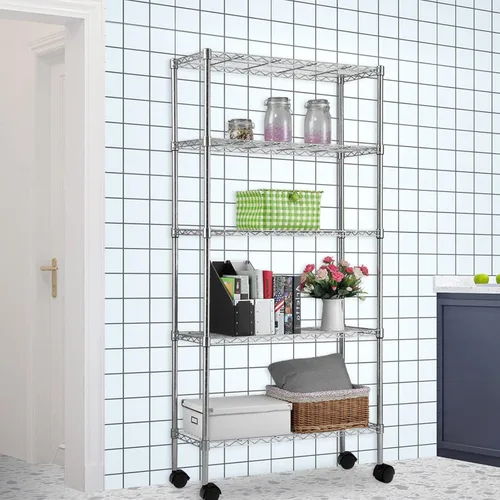 Vista 2 de Karl home Estantería de alambre con ruedas, estantes ajustables, estante de almacenamiento de metal para cocina, baño, garaje, despensa, armario