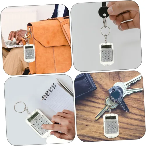 Vista 3 de Balacoo 4 mini calculadoras de llavero portátiles pequeñas calculadoras electrónicas con pantalla para uso diario, accesorios de llavero