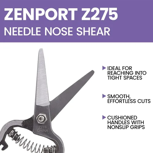 Vista 3 de Zenport Z275 Needlenose Shear, Flor, 8-Inch Heavy Duty Forjado Acero Recto Hoja