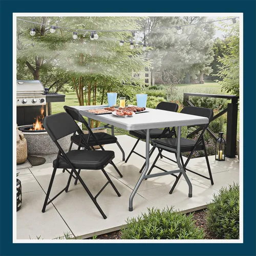 Vista 2 de OEF Furnishings OEF810 OEF800 Series Silla plegable de plástico ligero (asiento negro, marco negro, paquete de 4)