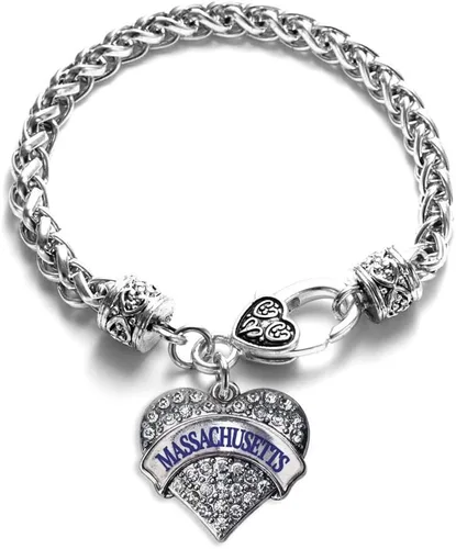 Vista 62 de Pulsera de plata con dije de corazón pavé con joyas de circonita cúbica