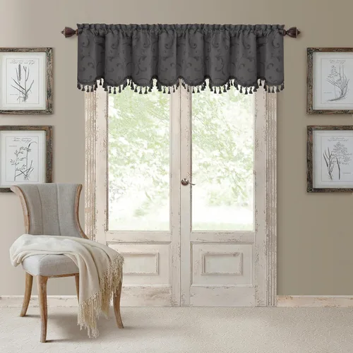Vista 21 de Elrene Home Fashions Cenefa Opaca Jacquard Scroll Mia, 52" x 19" (1 Cenefa), Dorado