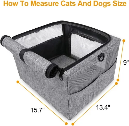 Vista 2 de Asiento de automóvil para perros y gatos, plegable con marco de metal, bolsa de viaje para mascotas pequeñas y medianas de hasta 15 libras