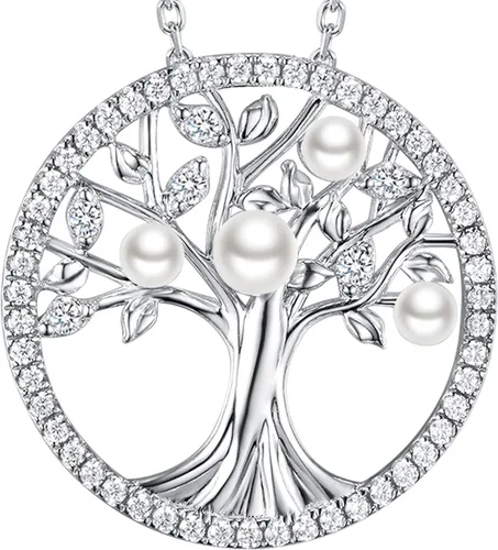 Vista 17 de Collar de árbol de la vida para mujer, collar de perlas esmeralda piedras natales de mayo, junio, para esposa, mamá, regalos de cumpleaños