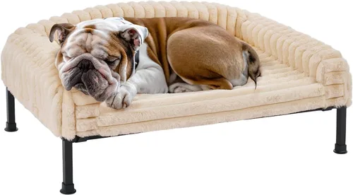Vista 8 de Veehoo Cama elevada para perros con cojín de cojín, sofá cama de felpa esponjosa para perros pequeños, gatos, cuna elevada lavable para mascotas