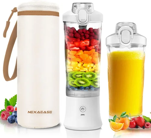 Vista 9 de Licuadora portátil exprimidor personal para batidos batidos con mango oculto 16 Oz Electric Protein Shaker Bottle, USB-C Rechargeable, Mini Small