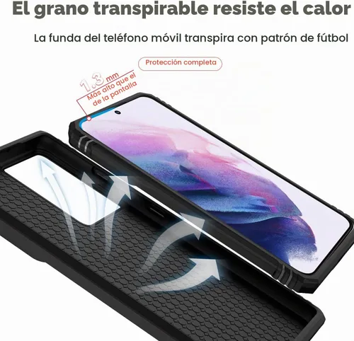 Vista 9 de Funda para Samsung Galaxy S21 Ultra con cubierta para lente de cámara, protector de pantalla HD, prueba de caídas de grado militar, soporte de Negro