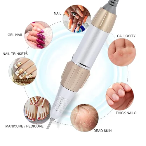 Vista 2 de Taladro eléctrico de uñas de 35000 rpm, mango de repuesto para pulidor de uñas eléctrico, mango de taladro de uñas, pieza de mano para pulidor