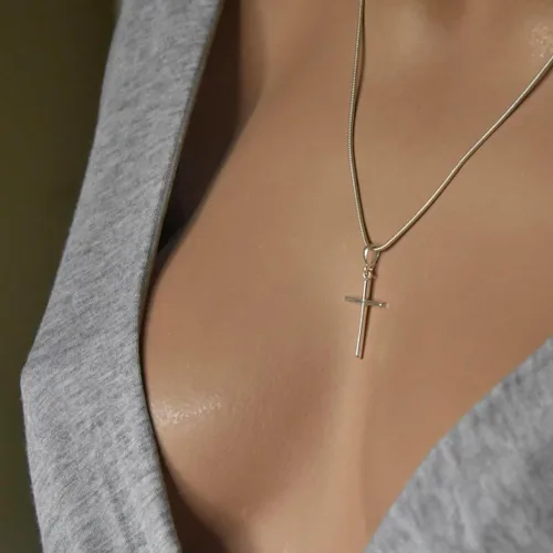 Vista 5 de Cruz de plata de ley 925 colgante minimalista religioso unisex joyería