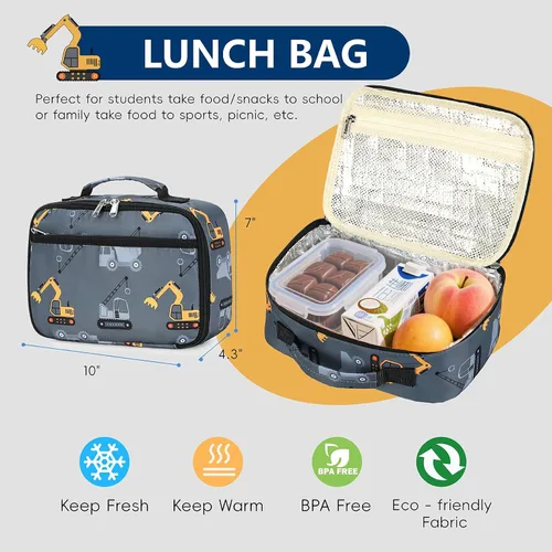 Vista 23 de CAMTOP - Conjunto de mochila y lonchera con estampados divertidos para niños de preescolar y primaria), Y0058-2