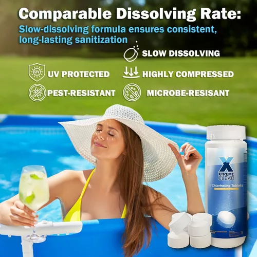 Vista 6 de XtremeClear Tabletas de Cloro de 1" para Piscina, Jacuzzi y Spa Elimina Bacterias y Algas Desinfectante Hace el Agua Limpia y Cristalina
