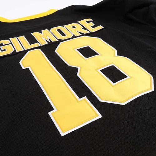 Vista 4 de Boston Happy Gilmore #18 Adam Sandler 1996 - Camiseta de hockey sobre hielo con letras y números cosidos S-XXXL