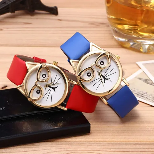 Vista 3 de COOKI - Reloj de cuarzo para mujer, analógico, hembra, con estampado de búho, relojes de cuero para mujer, con banda de cuero