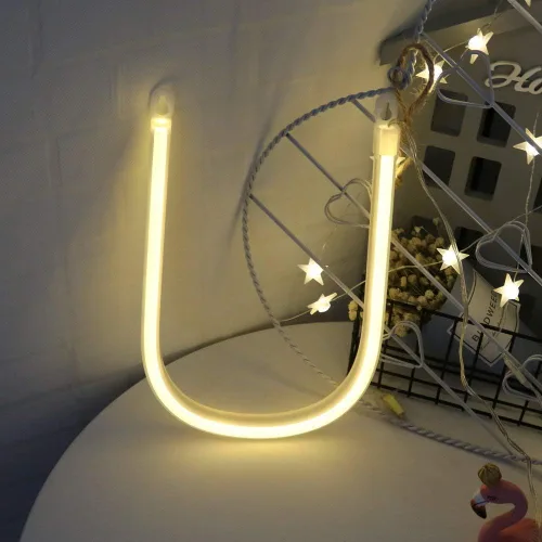 Vista 80 de Ulalaza Letrero de luz LED en blanco y negro, 2 letras AA alimentadas por batería para boda, fiesta de cumpleaños, lámpara de Navidad, luz nocturna