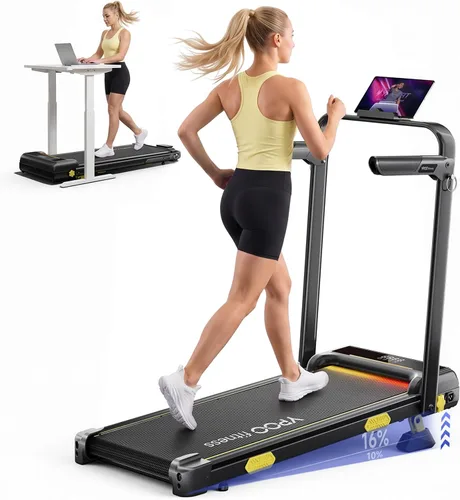 Vista 11 de YPOO 13% Incline Walking Pad Handle 6.2MPH RGB Light Plegable Negro oscuro