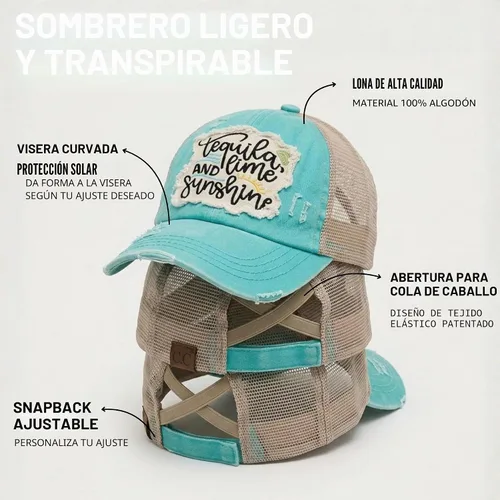 Vista 4 de Funky Junque Gorra de béisbol con cola de caballo cruzada, gorra de malla