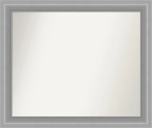 Vista 312 de Amanti Art Espejo de baño plateado para sobre el fregadero, 24 x 24 pulgadas, espejo cuadrado de peltre forjado a medida, marco de madera casual