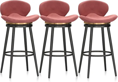 Vista 23 de Taburete de bar moderno con Patas de Metal Negro, giratorio de 360 grados, cómodo y tapizado, ideal para el hogar, bar, cocina, isla, comedor o Pub